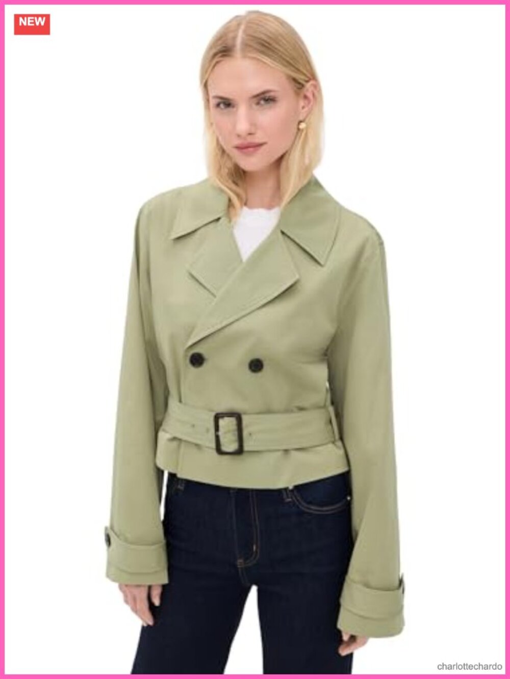 FRAME Women's The Uniform Trench - Classic Cototn Twill Double-Breasted Trench